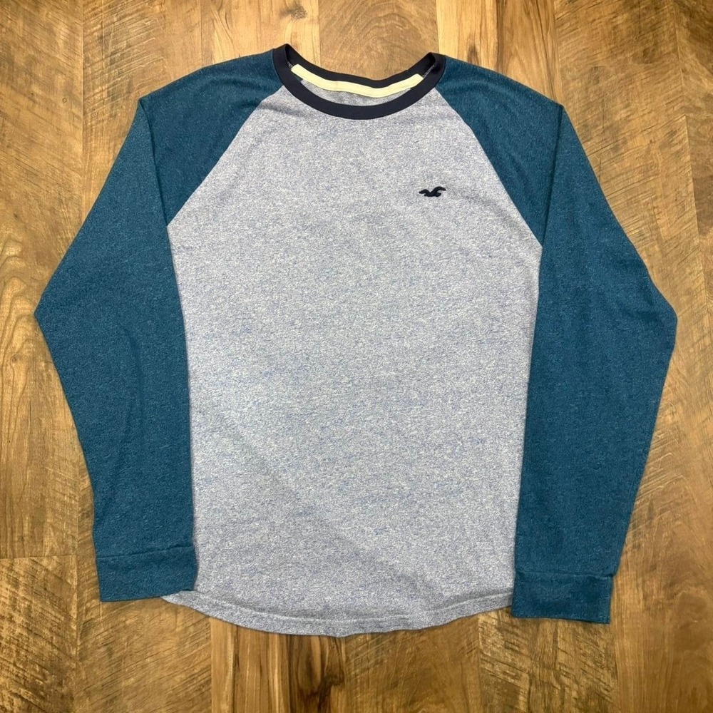 Vintage Y2K Hollister Two-Toned Light Long Sleeve Teal Gray Surf Casual Shirt